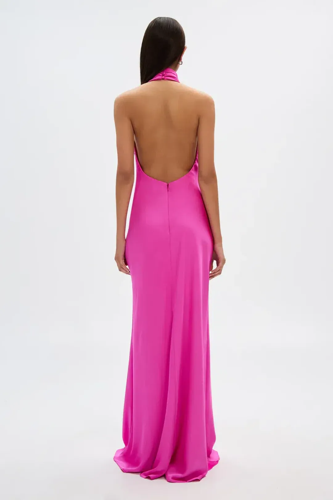 Misha Collection Evianna Satin Dress Hot Pink Size 8/S for rent on The Volte - main image