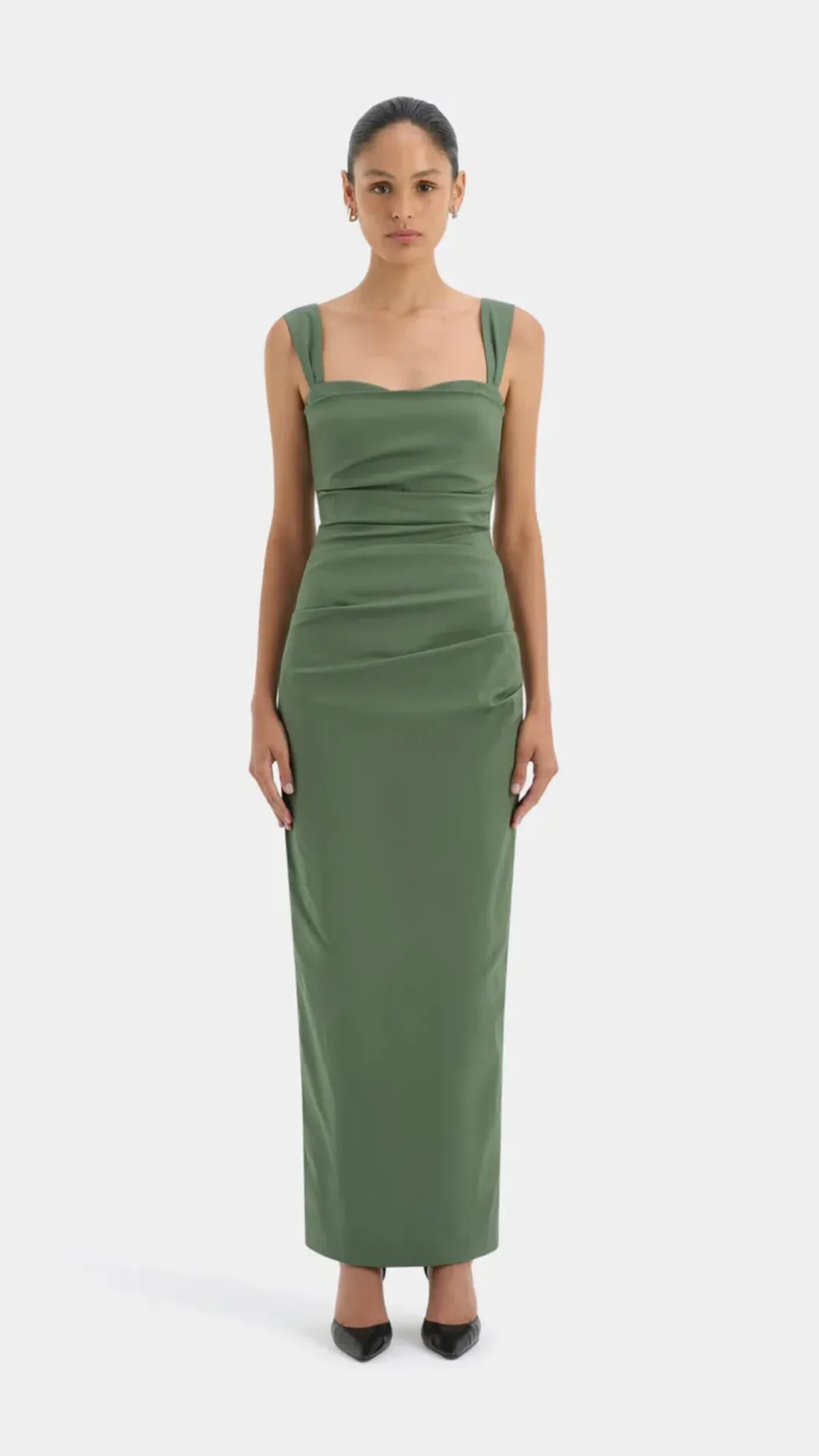 SIR - Florent Balconette Gown in Forest Green Size 1 (8) for rent on The Volte - main image