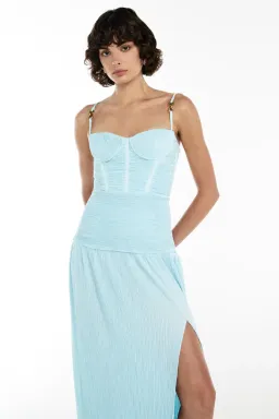 Manning Cartell Double Time Pleat Maxi Dress in Blue Size AU 8 for rent on The Volte - image 3