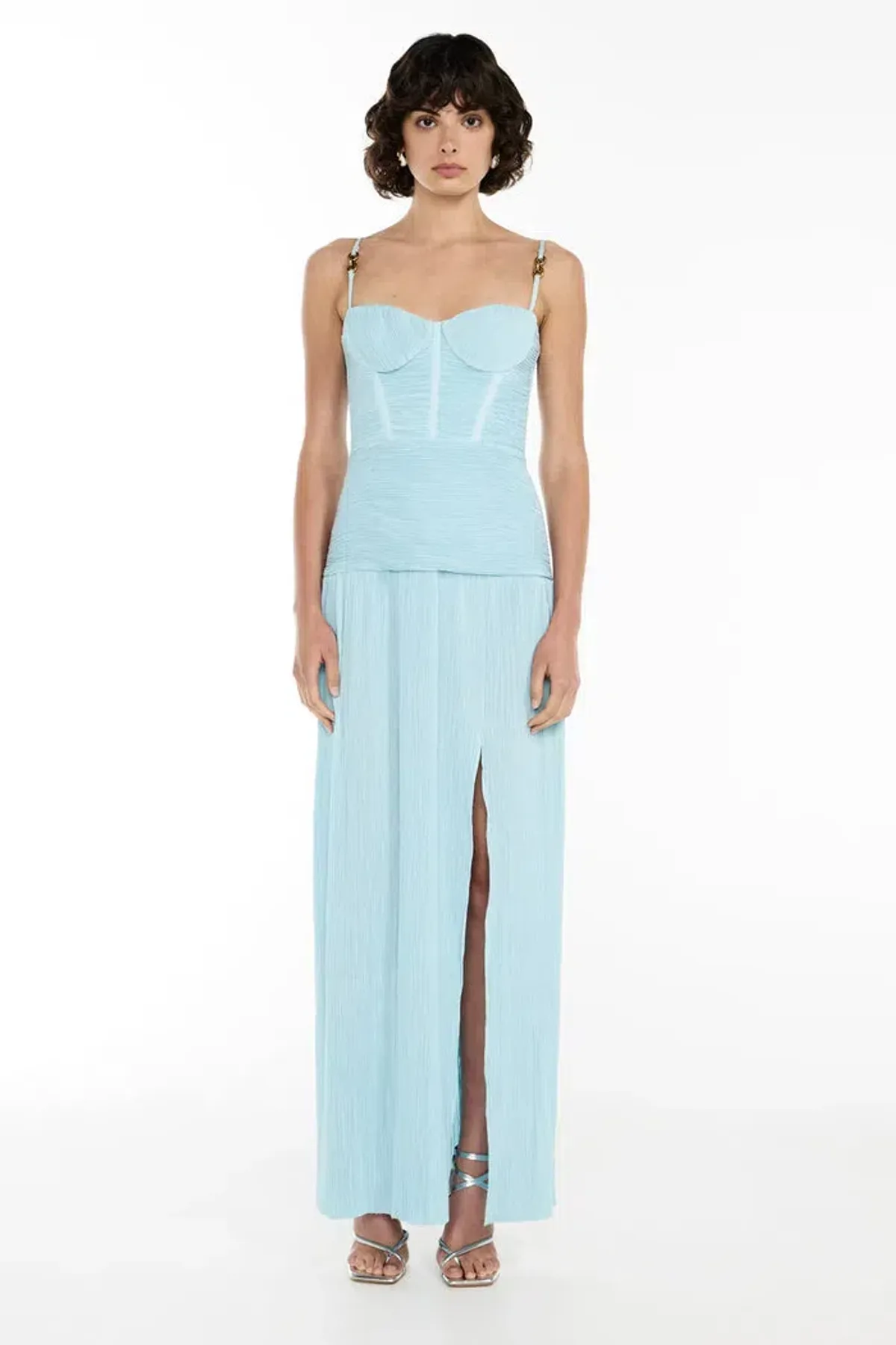 Manning Cartell Double Time Pleat Maxi Dress in Blue Size AU 8 for rent on The Volte - main image