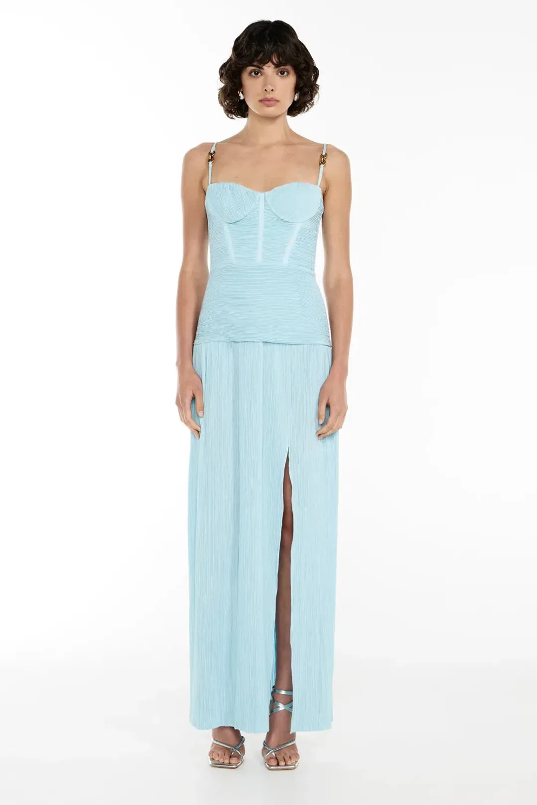 Manning Cartell Double Time Pleat Maxi Dress in Blue Size AU 12 for rent on The Volte - main image