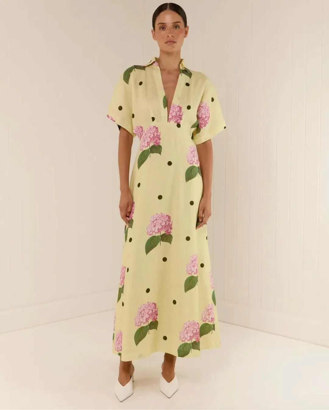 Palm Noosa Jasmine Dress Yellow Floral Size 10  for rent on The Volte - main image