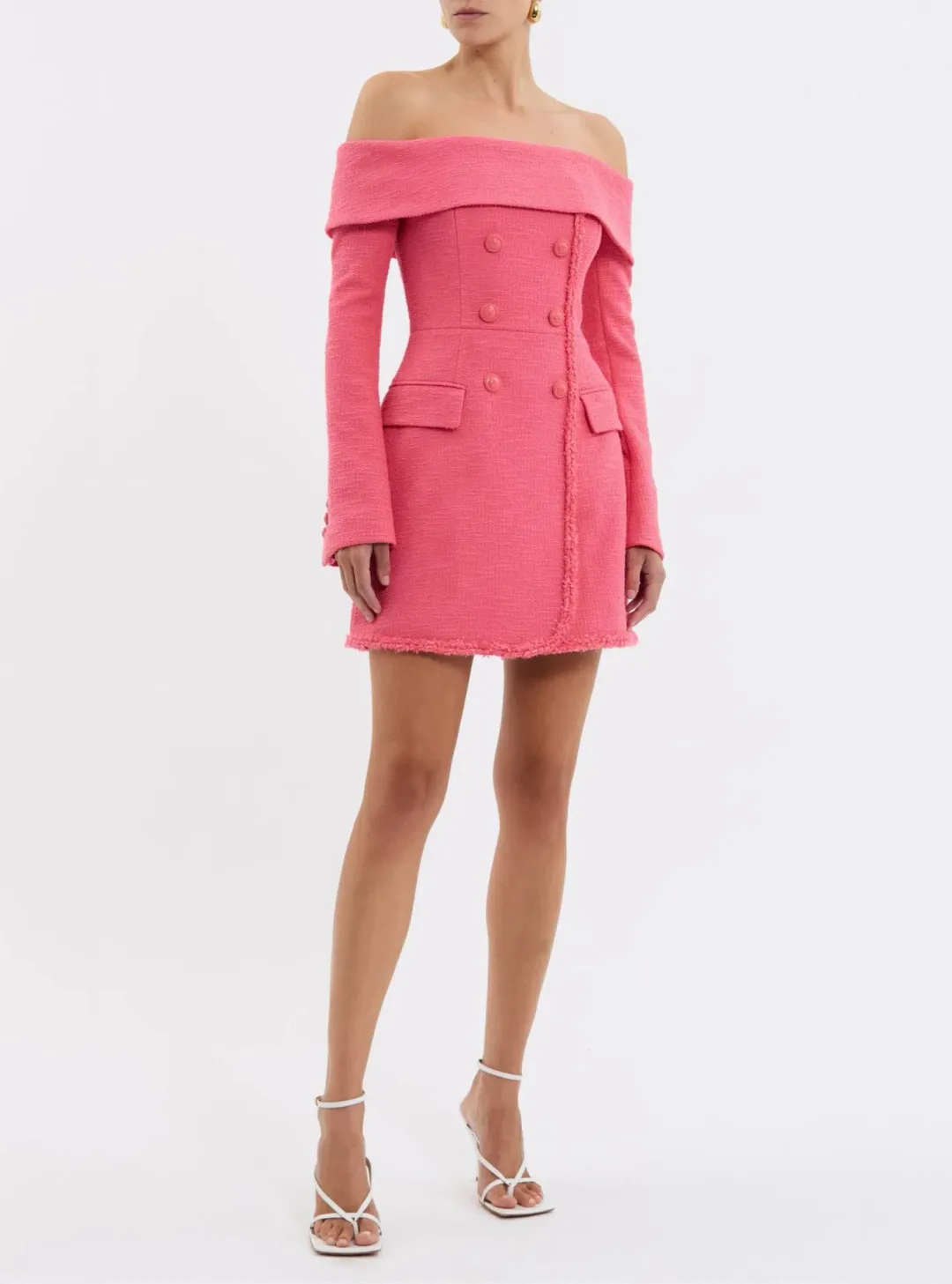 Rebecca Vallance Montana Off Shoulder Mini Dress Rose Pink Size 10 for rent on The Volte - main image