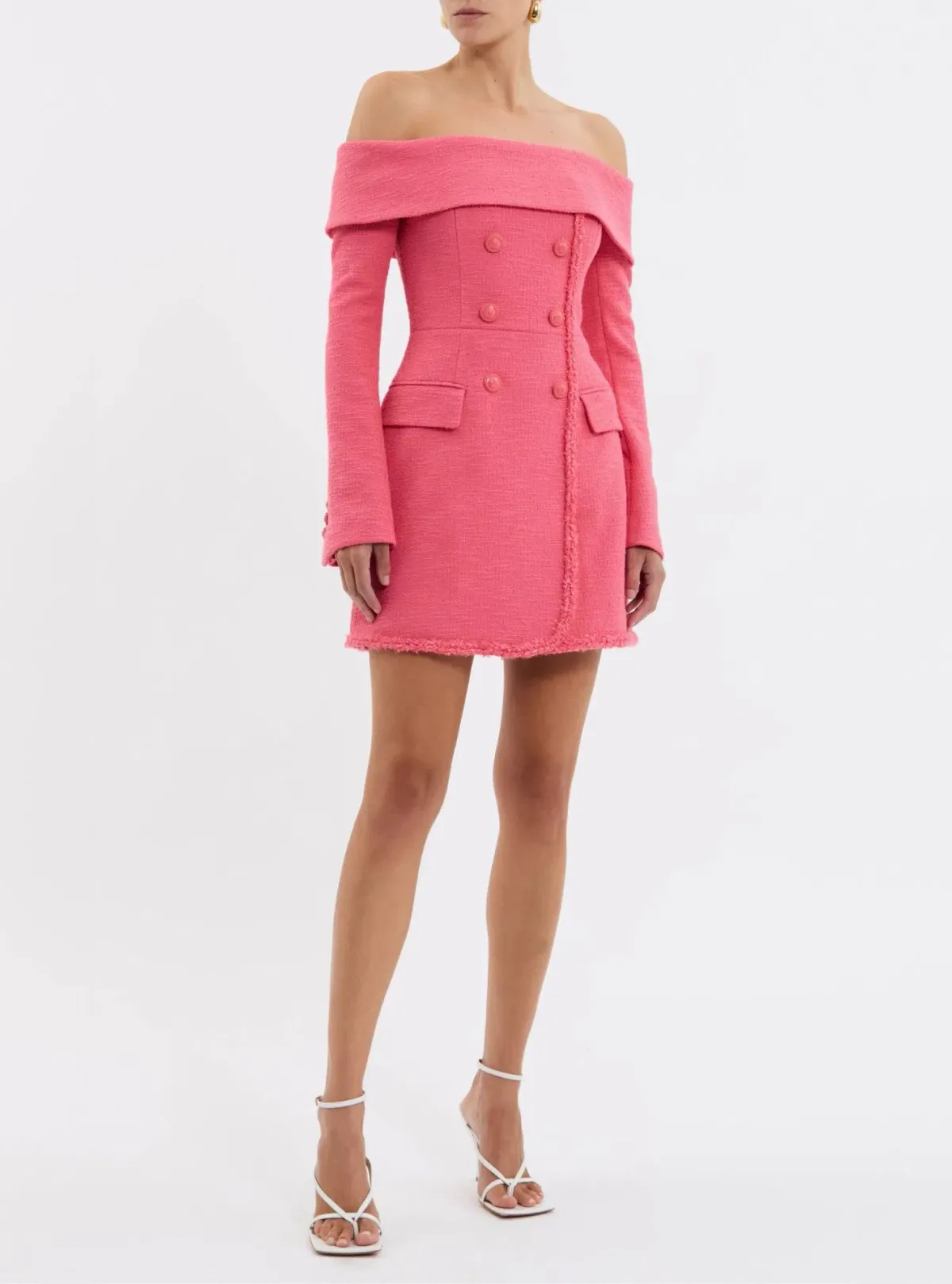 Rebecca Vallance Montana Off Shoulder Mini Dress Rose Pink Size 10 for rent on The Volte - main image