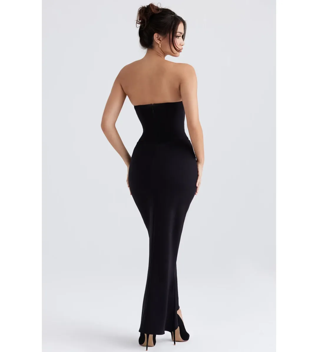 House of CB Sabine Crepe Strapless Corset Maxi Dress Black Size L/AU 12 for rent on The Volte - main image