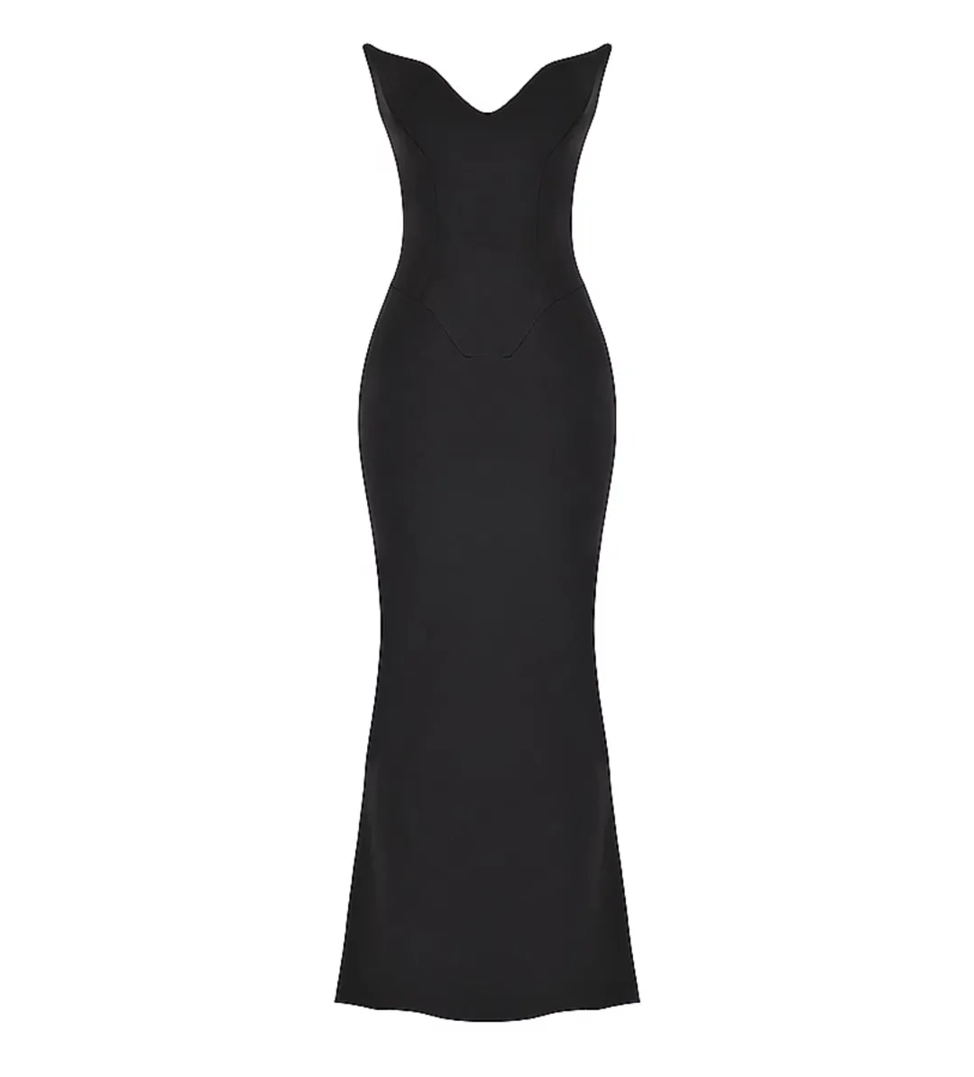 House of CB Sabine Crepe Strapless Corset Maxi Dress Black Size L/AU 12 for rent on The Volte - main image
