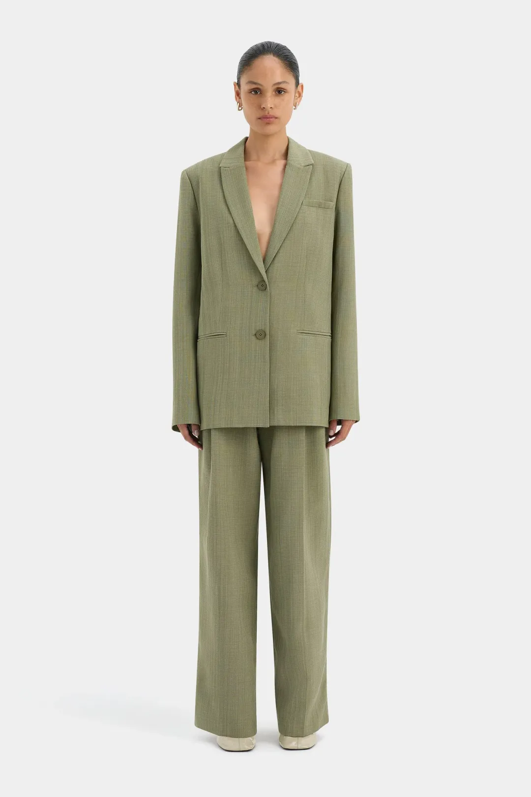 Sir the Label Evanthe Blazer and Belted Trouser Set Olive Size 0 / AU 6   for rent on The Volte - main image