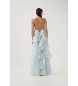 Aje Pandorea Layered Maxi Dress Silver Blue Size AU 8 for rent on The Volte - image 7