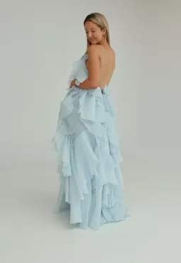 Aje Pandorea Layered Maxi Dress Silver Blue Size AU 8 for rent on The Volte - image 2