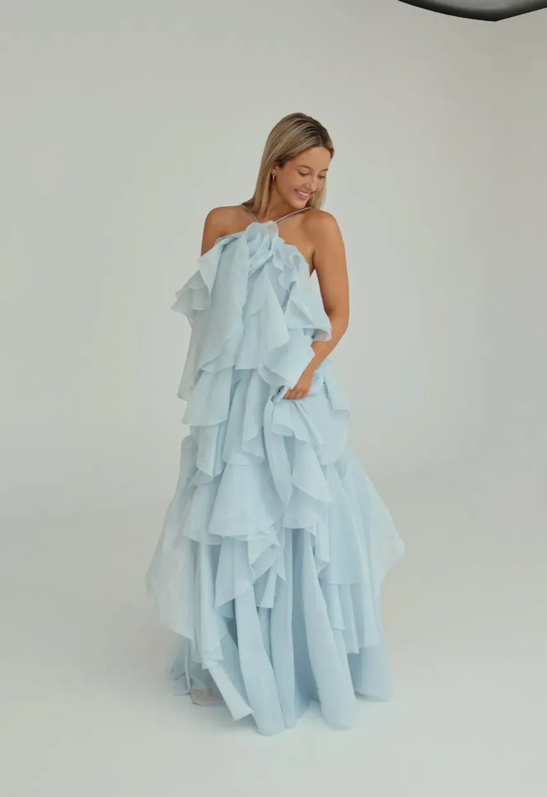 Aje Pandorea Layered Maxi Dress Silver Blue Size AU 8 for rent on The Volte - main image