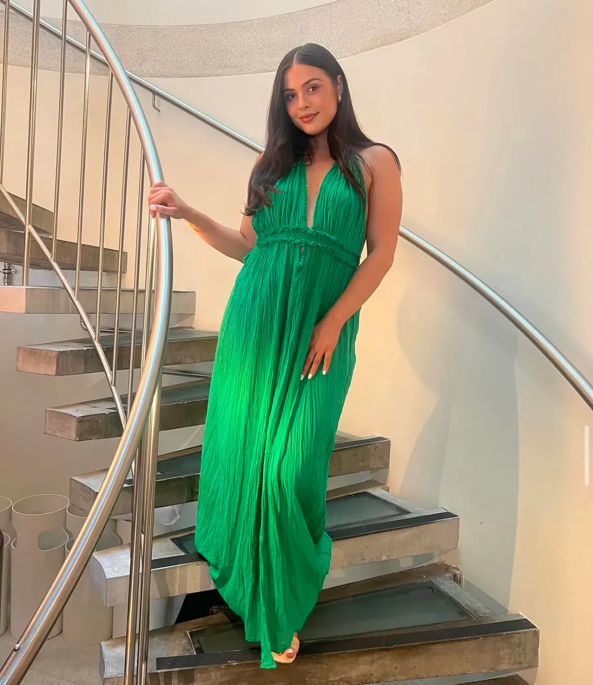 D’Artemide Lefkothea Maxi Dress Emerald One Size Fits All for rent on The Volte - main image