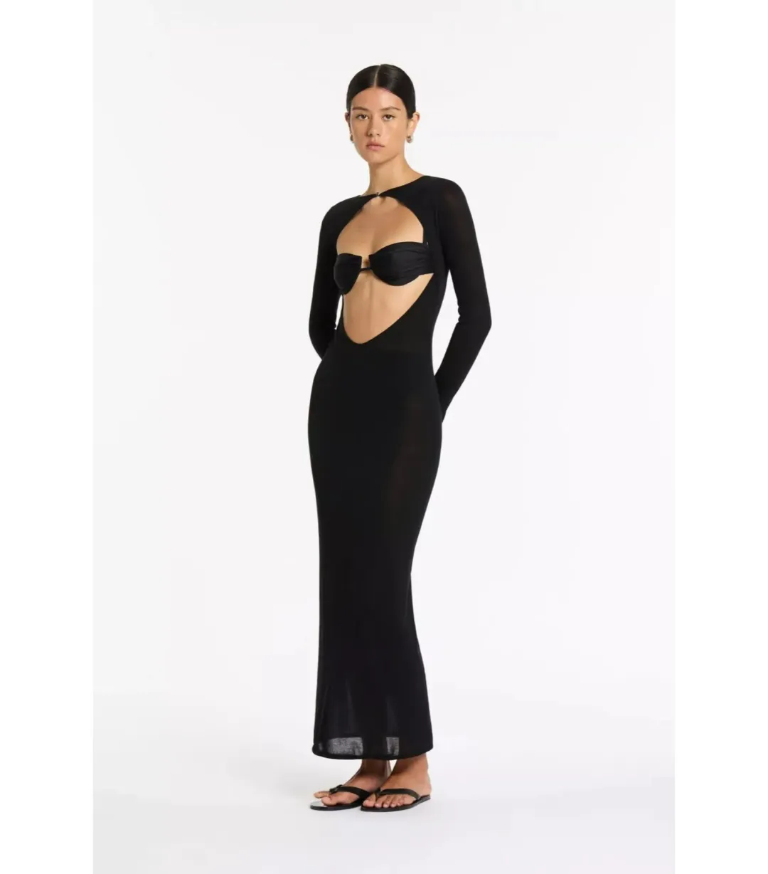 Sir The Label Eva Knit Dress Black Size 1 / AU 8 for rent on The Volte - main image