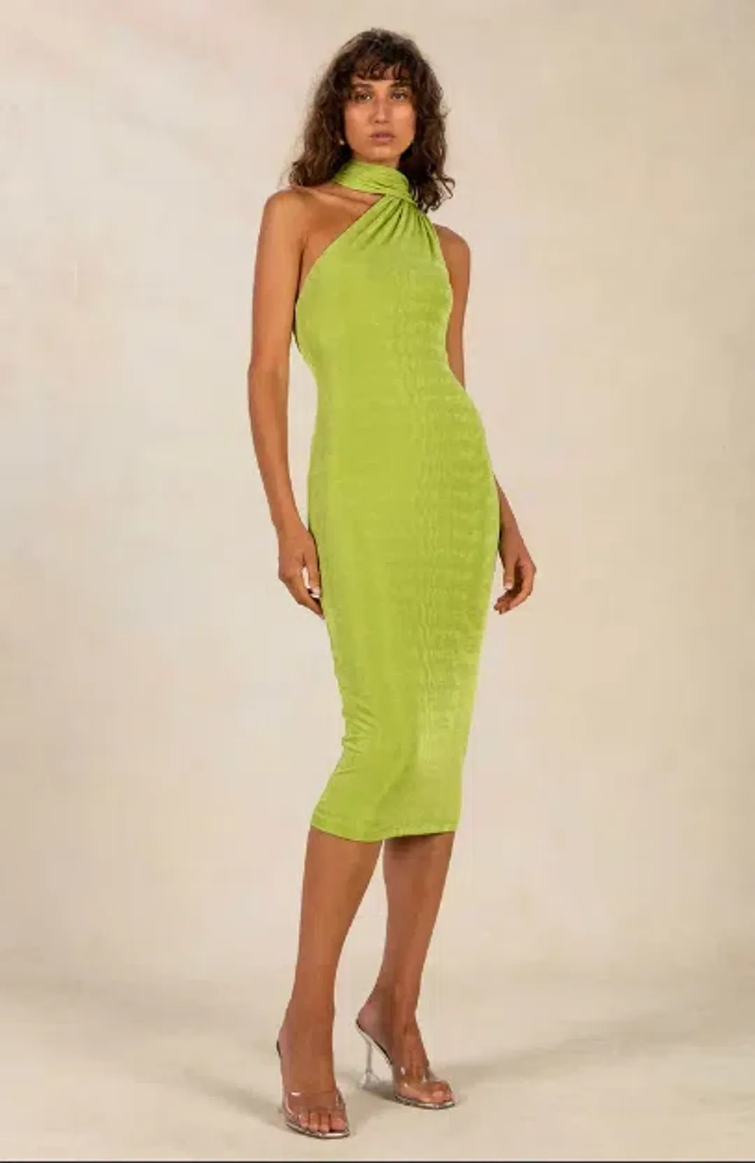 MISHA Nicollette Slinky Jersey Midi Dress Green Size 10/M for rent on The Volte - main image
