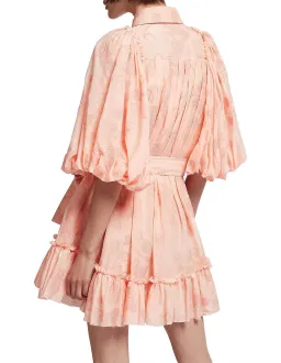 Aje Textural Puff Sleeve Mini Dress Peach Size 10 for rent on The Volte - image 4