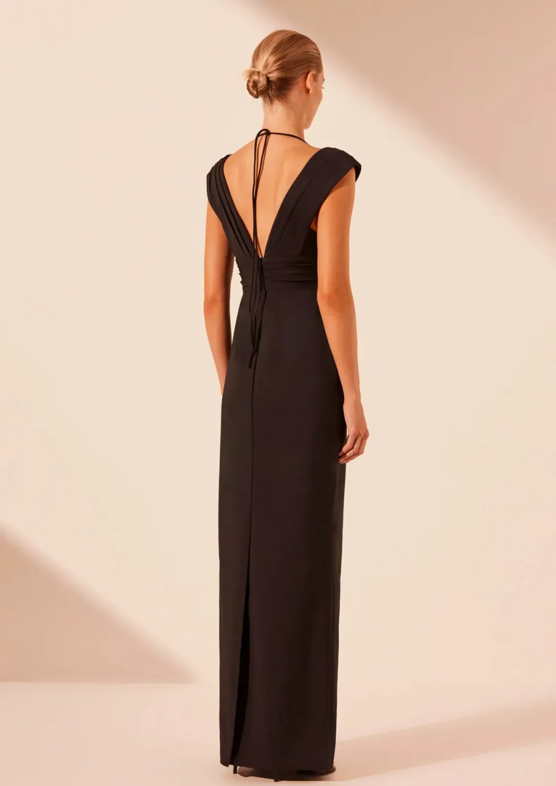 Shona Joy Lani Cross Front Ruched Maxi Dress Black Size 8 for rent on The Volte - main image