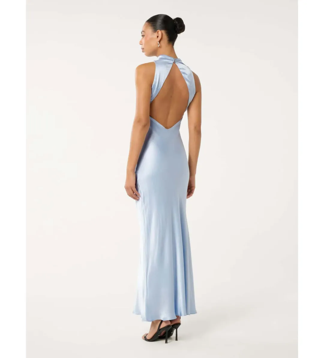 Forever New Michelle Open-Back Satin Maxi Dress Blue Size 12 for rent on The Volte - main image