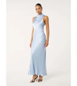Forever New Michelle Open-Back Satin Maxi Dress Blue Size 12 for rent on The Volte - image 2