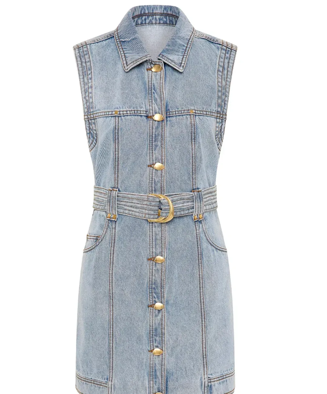 Aje Ray Denim Mini Dress Size 8 for rent on The Volte - main image