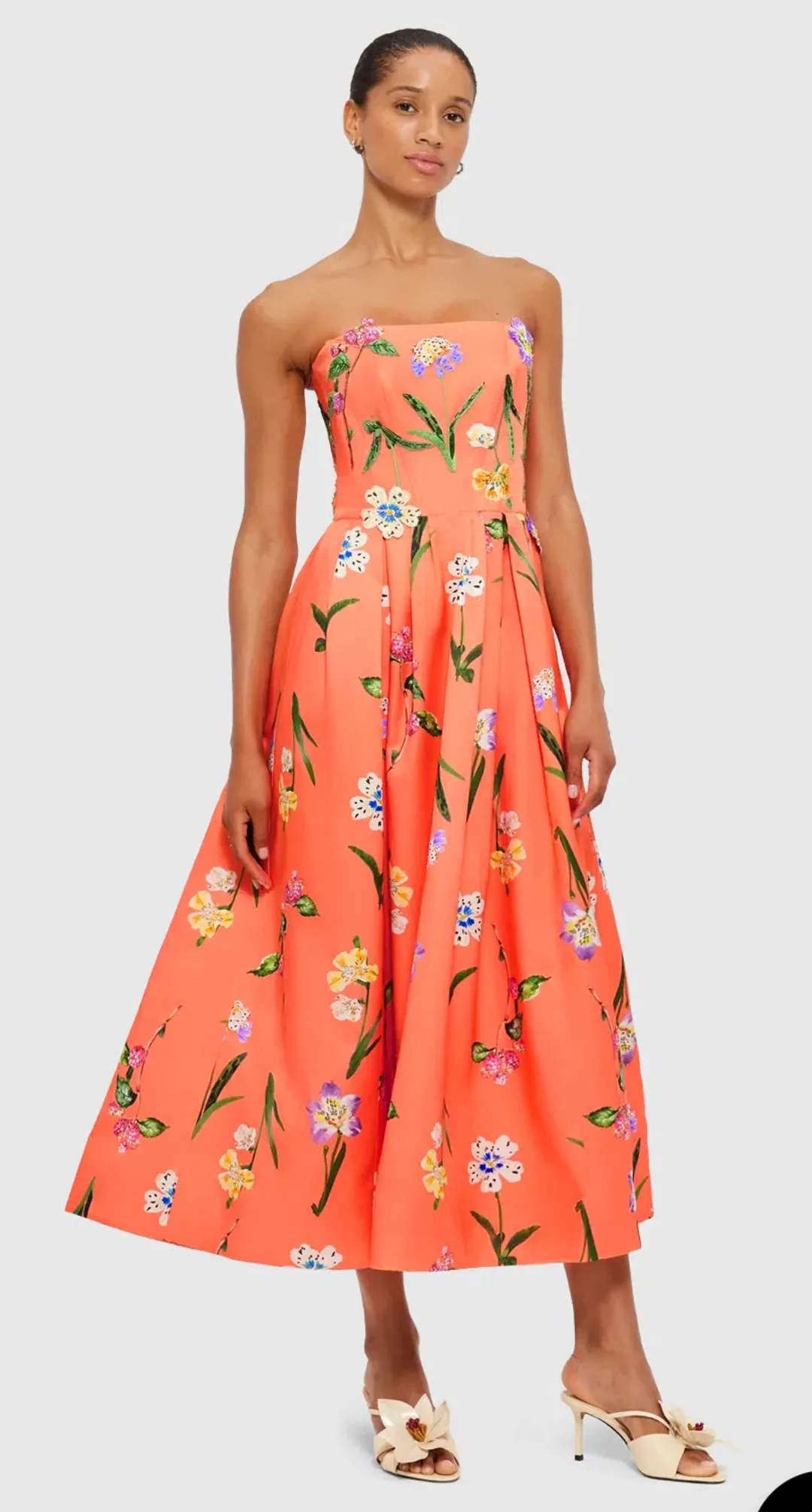 Leo Lin Lynn Bustier Midi Wild Flower Orange Size AU 12  for rent on The Volte - main image