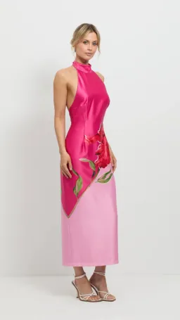 Pasduchas Pompon Halter Midi Dress Pink Size AU 10 for rent on The Volte - image 3
