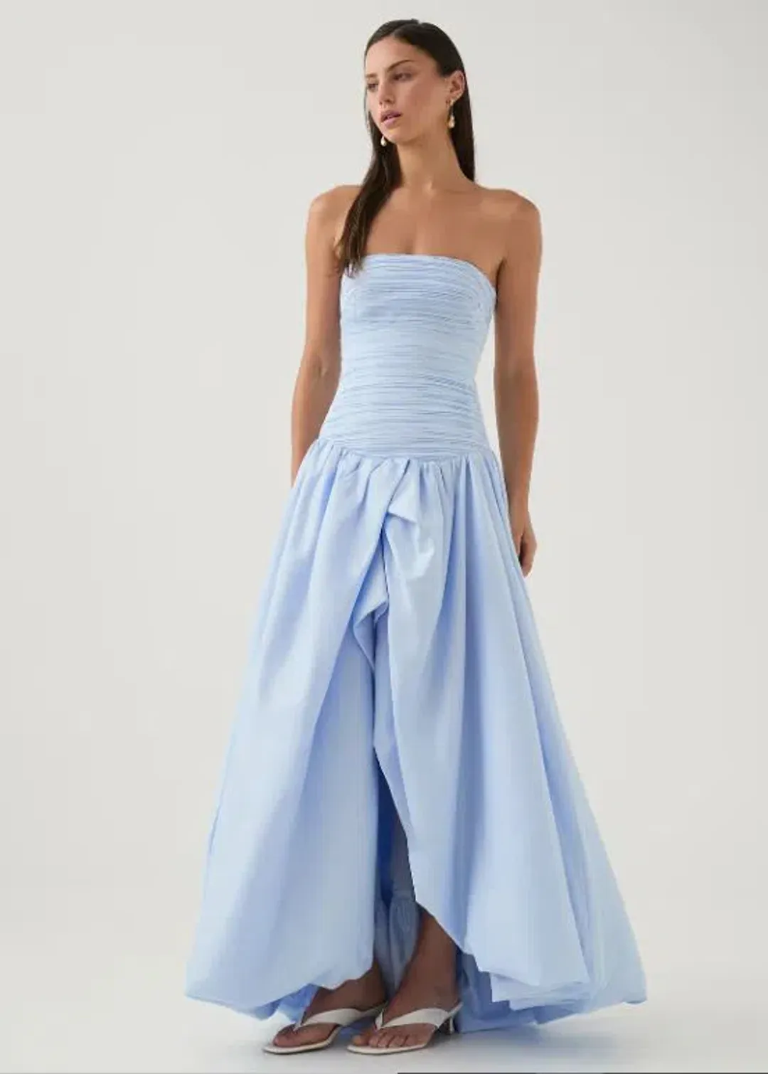 Aje Violette Bubble Hem Maxi in Pearl Blue Size 8 for rent on The Volte - main image