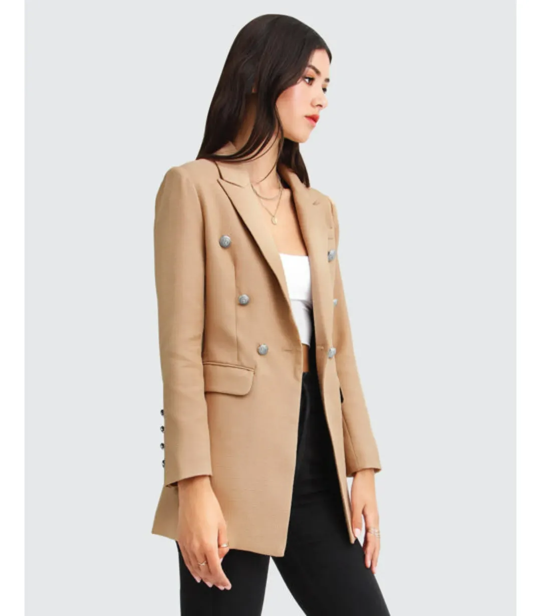 Belle & Bloom Princess Polina Textured Weave Blazer Camel Size S / AU 8 for rent on The Volte - main image