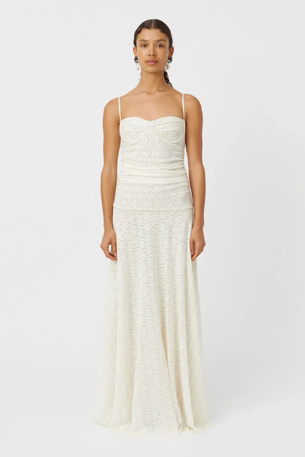 Camilla & Marc Camille Lace Maxi Dress Cream Size 8 for rent on The Volte - main image