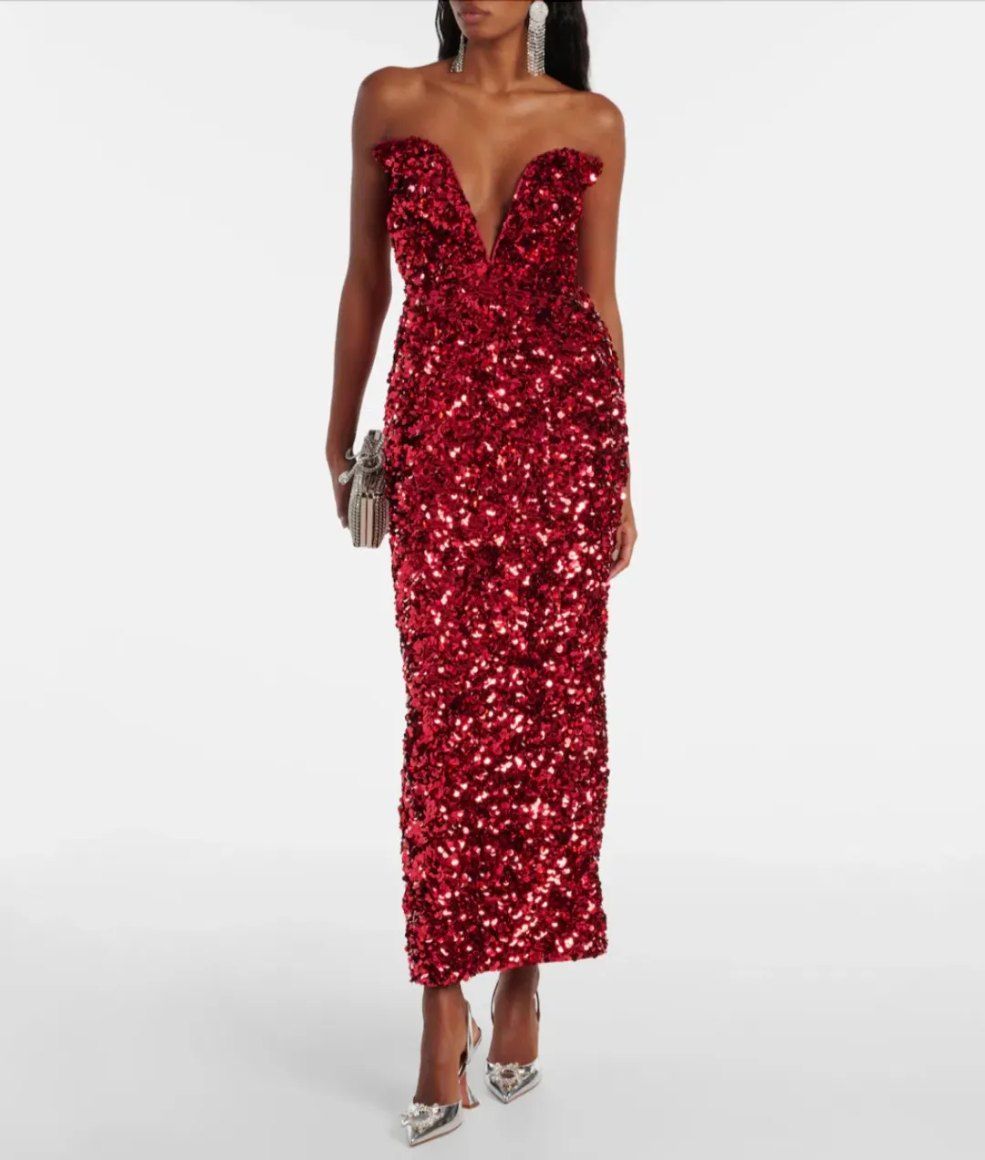 Self Portrait 3D Maxi Dress in Red Sequin AU 6 XS  for rent on The Volte - main image