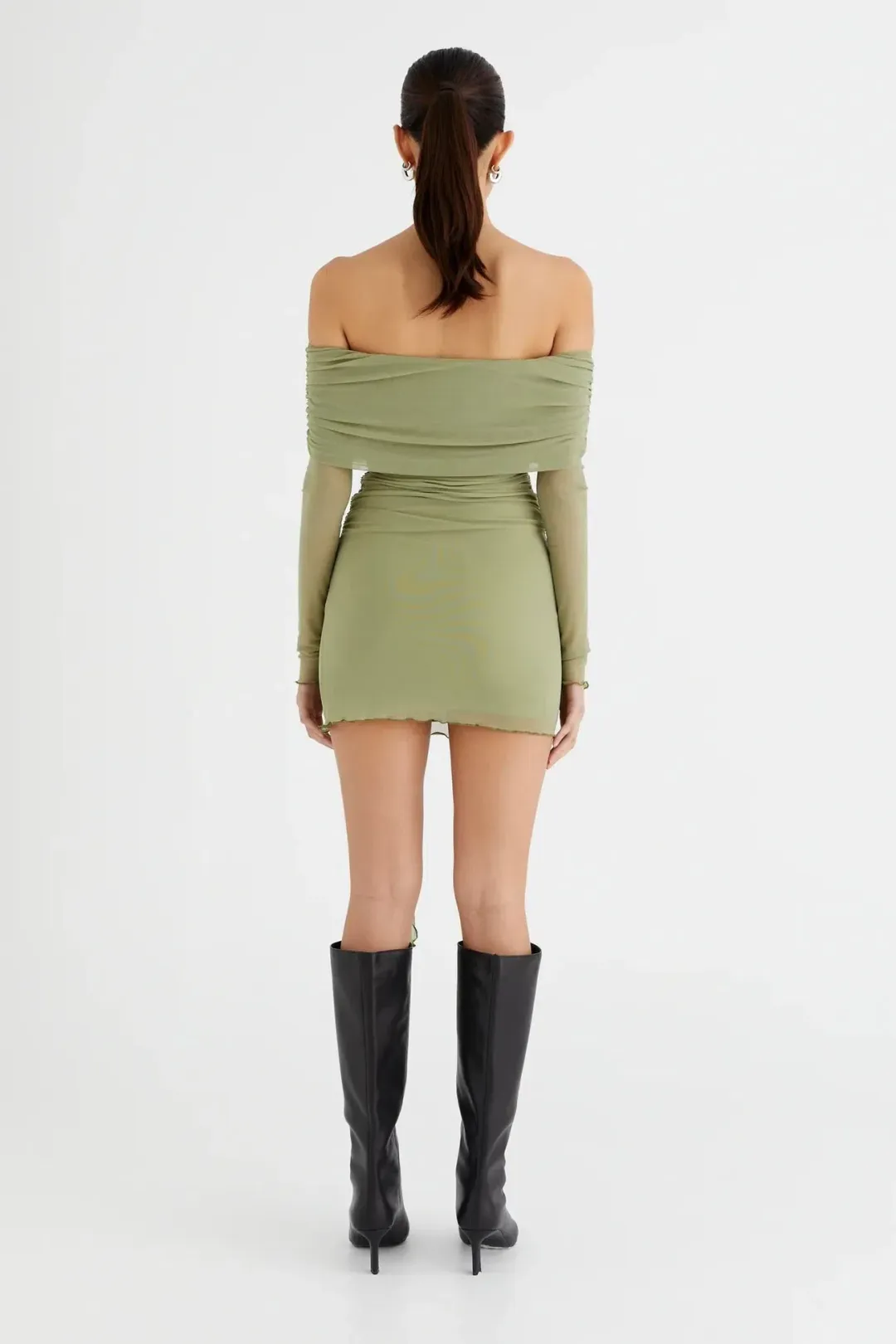 Benni Yasmin Off shoulder MIni Dress Pistachio Size 8 for rent on The Volte - main image