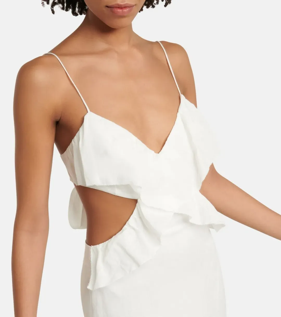 Sir the Label Allegra Frill Maxi Dress Ivory Size 6  for rent on The Volte - main image