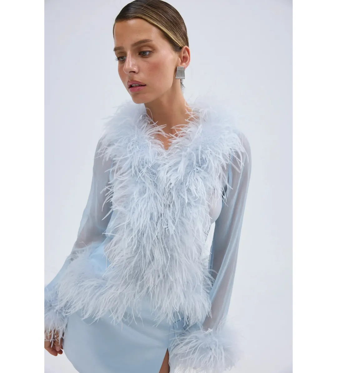 Bubish Gigi Sheer Blouse Pale Blue Size S / AU 8 for rent on The Volte - main image