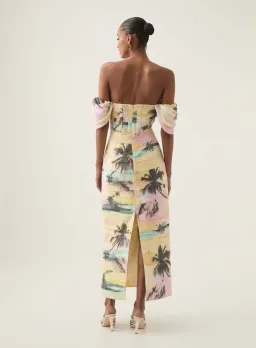 Aje Zara Gathered Midi Dress in Sunset Sky Size 14 for rent on The Volte - image 3
