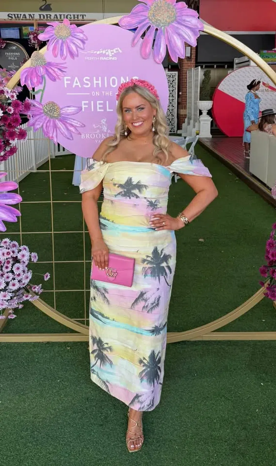 Aje Zara Gathered Midi Dress in Sunset Sky Size 14 for rent on The Volte - main image