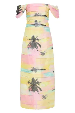 Aje Zara Gathered Midi Dress in Sunset Sky Size 14 for rent on The Volte - image 5