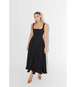 Odd Muse The Ultimate Muse High Waist Square Neck Midi Dress Black Size M / AU 10 for rent on The Volte - image 1