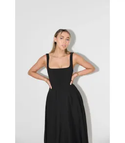 Odd Muse The Ultimate Muse High Waist Square Neck Midi Dress Black Size M / AU 10 for rent on The Volte - image 2