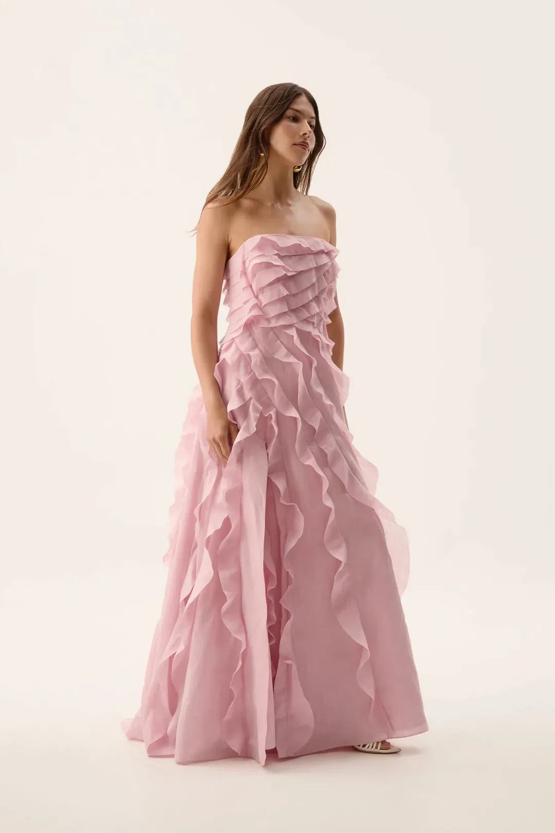 Aje Allairie Maxi Gown Chalk Pink Size AU 8 for rent on The Volte - main image