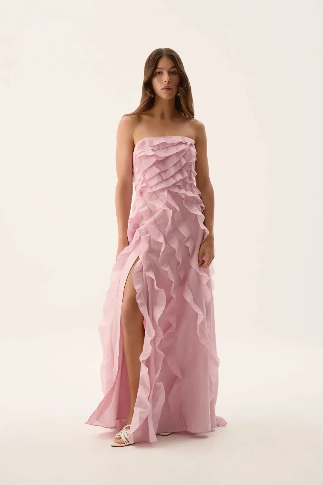 Aje Allairie Maxi Gown Chalk Pink Size AU 8 for rent on The Volte - main image