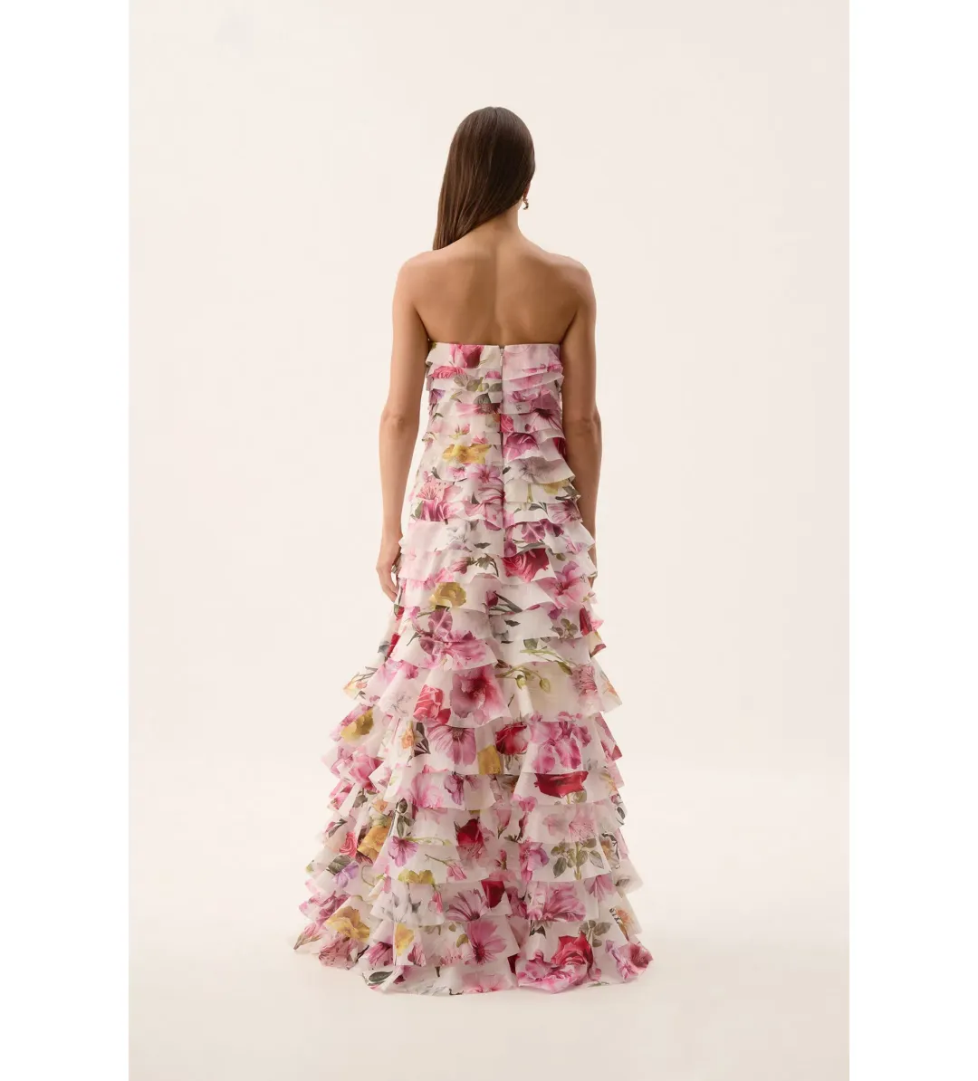 AJE Fleur Pleated Gown Collage Floral Size 8 for rent on The Volte - main image