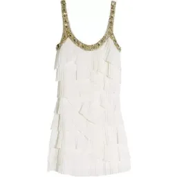 Rachel Gilbert Pleated Beaded Mini Dress White Size AU 8 for rent on The Volte - image 1