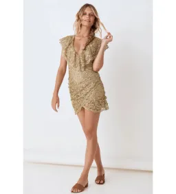 Spell Nina Shift Mini Dress Bronze Size S/AU 8 for rent on The Volte - image 1