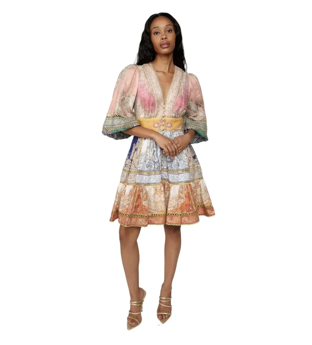 Zimmermann Anneke Lantern Mini Dress in Paisley Print Size 4/AU 16 for rent on The Volte - main image