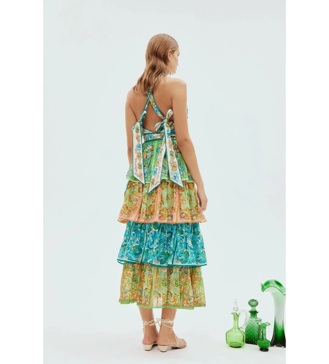 Alemais Dreamer Halter Tier Dress Multi Size AU 8 for rent on The Volte - main image