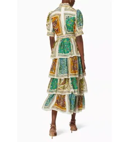 Alemais Delphine Tiered Linen Midi Dress Print Size 10 for rent on The Volte - image 3