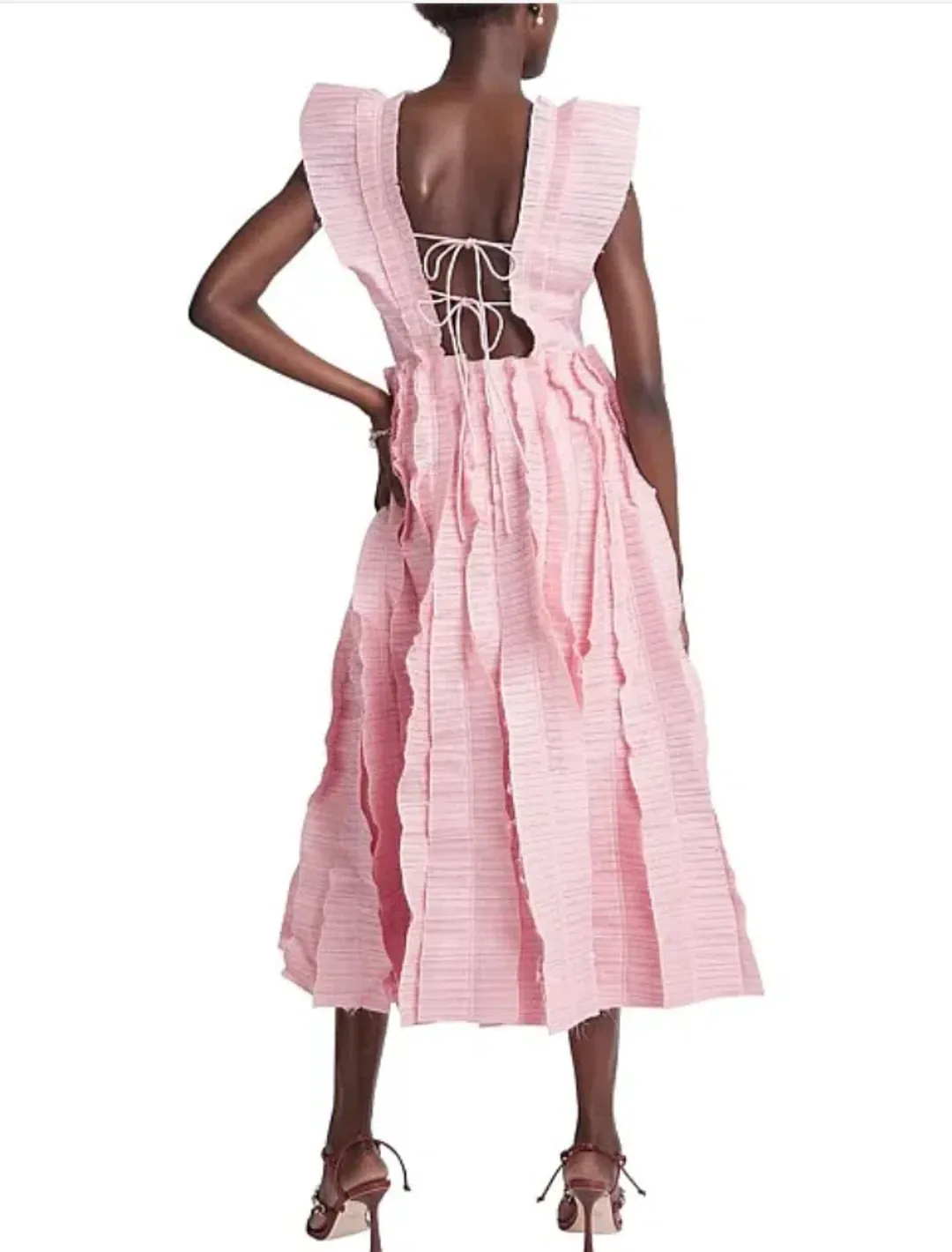 Aje Hybrid Midi Dress Rose Pink Size 10 for rent on The Volte - main image