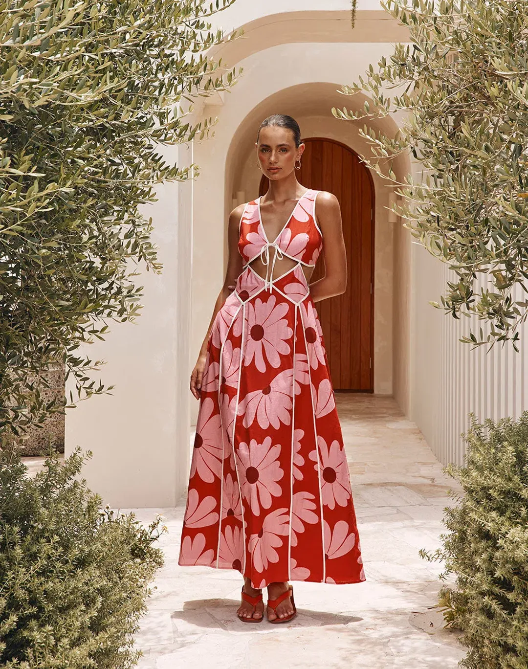 Sabo Calandra Maxi Dress in Daisy Red Size 14 for rent on The Volte - main image