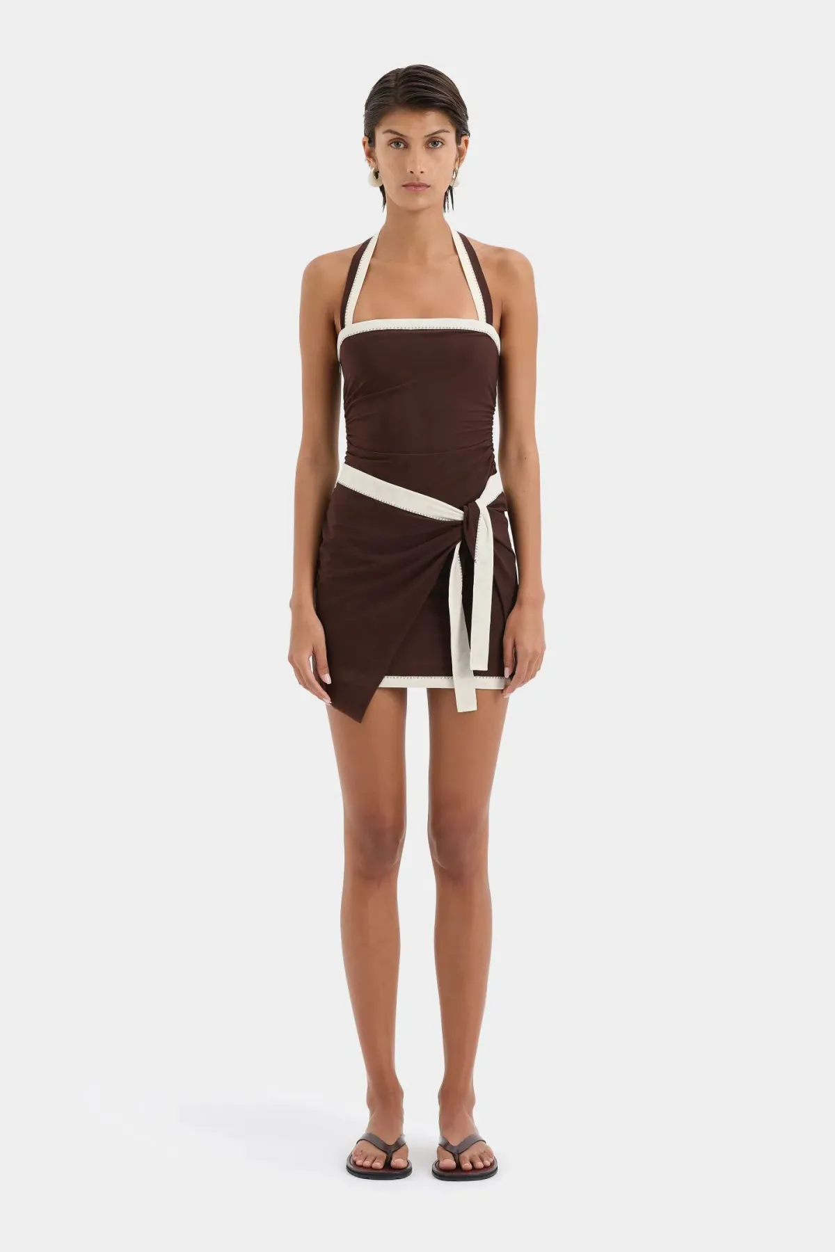 Sir The Label The Jacques Mini Dress Chocolate Size 6 for rent on The Volte - main image