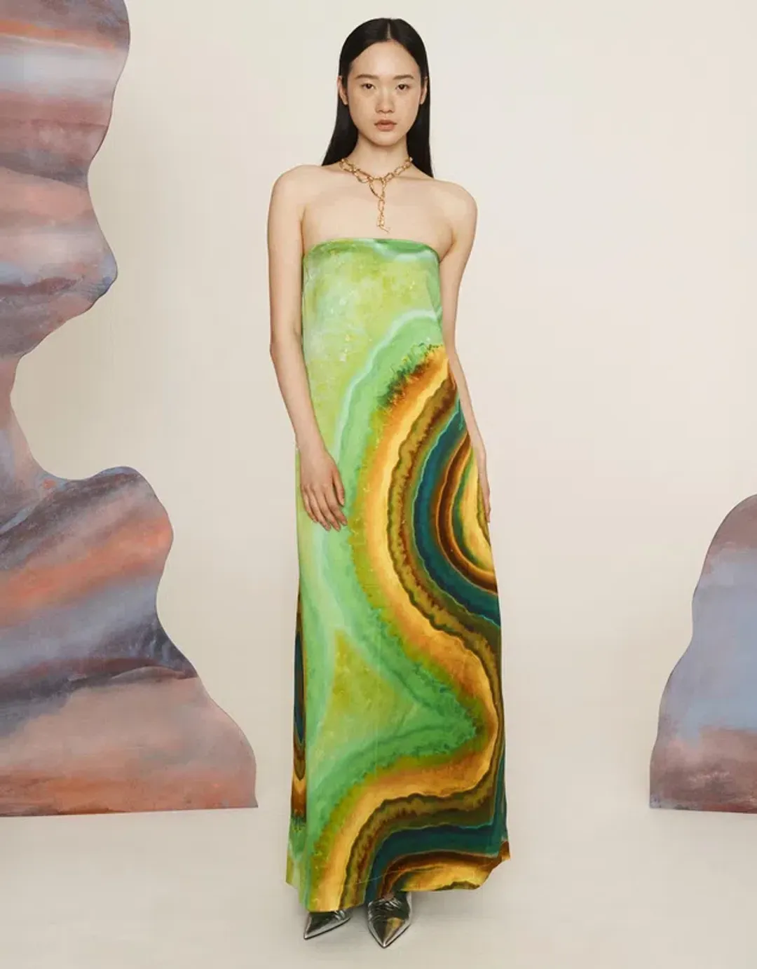 Alemais Iris Strapless Gown Green Maxi Dress XS Size 6   for rent on The Volte - main image