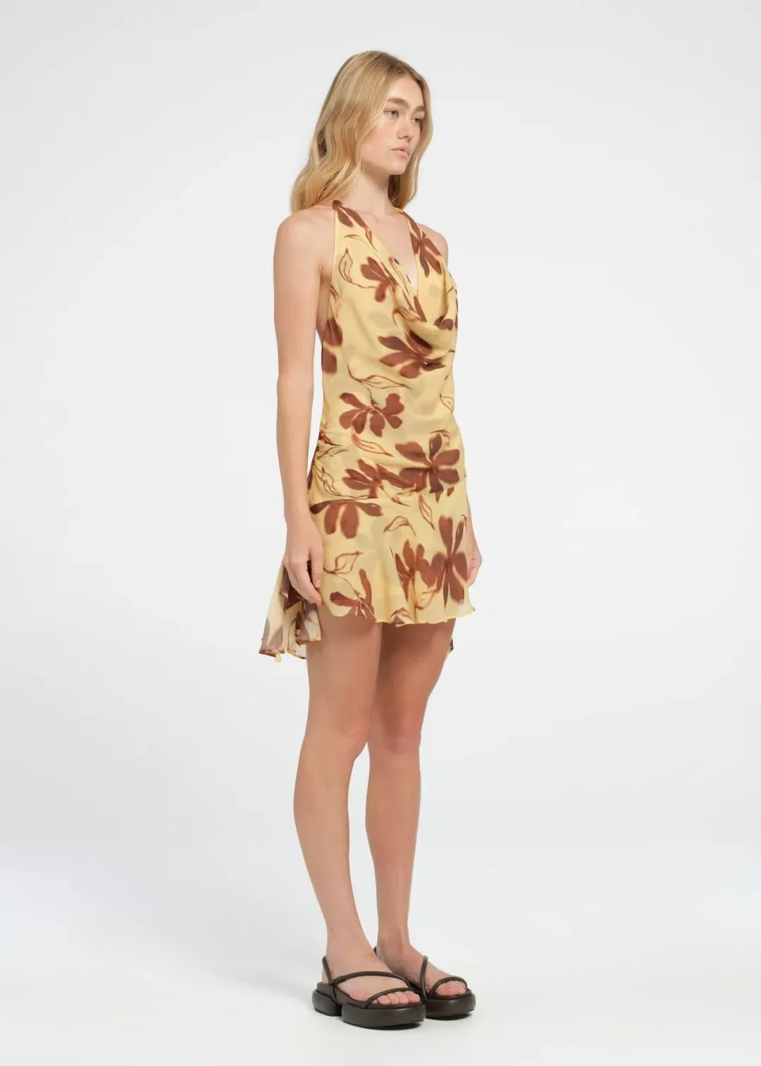 Benni Harlow Halter Mini Dress Yellow Size 8 for rent on The Volte - main image