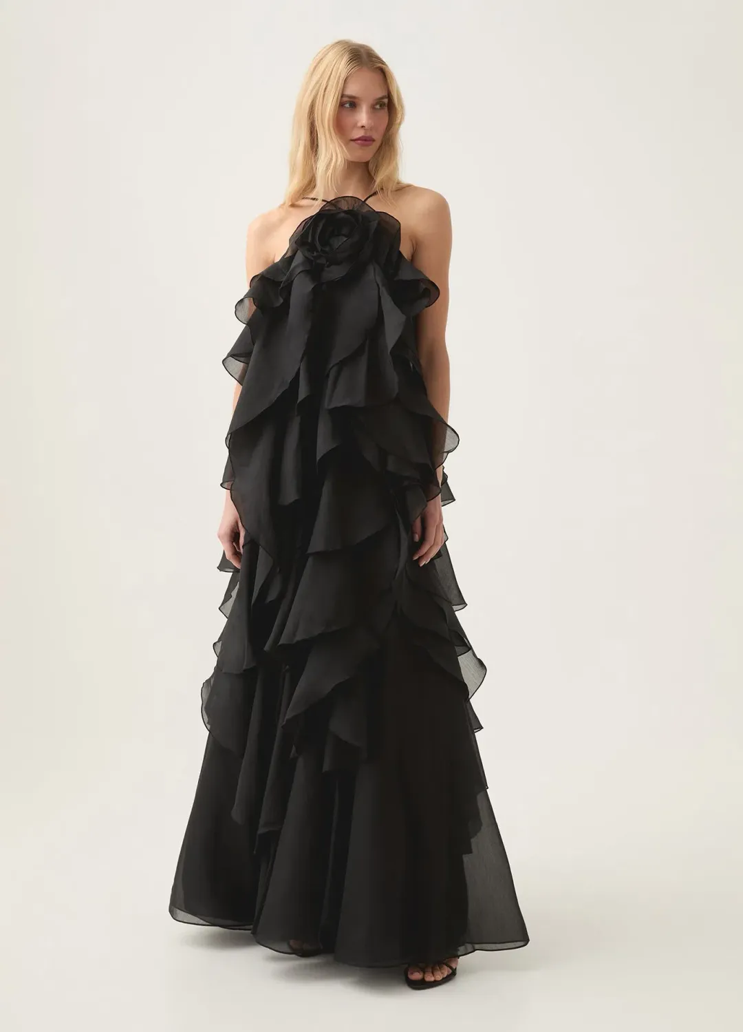 Aje Pandorea Layered Maxi Dress Black Size 12 for rent on The Volte - main image